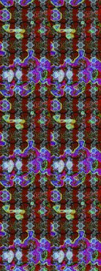 Çiçek desenli eskiz, darbeler, sıçramalar, yaz çiçekleri. Kırmızı, mavi ve kahverengi renkte çiçekler. Raster illüstrasyonu.