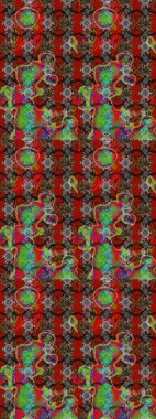 Raster illüstrasyonu. Kıvırcık, parlak örgü. Güzel, parlak, pürüzsüz kumaş, tuval. Desen, çizim, çiçek sınırı. Eski moda arka plan. Çiçeklerin çelengi.