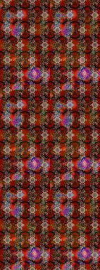 Düz Çiçek Elementleri Tasarımı. Sevimli çiçek raster deseni. Kahverengi, kırmızı ve siyah renkte çiçekler. Renkli Bahar Teması çizim şablonu.