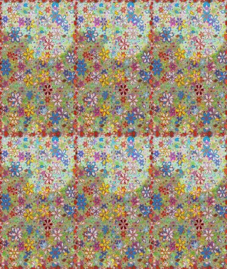 Raster illüstrasyonu. Güzel kumaş deseni. Raster illüstrasyonunda kusursuz çiçek deseni. Tarafsız ve yeşil renklerde.