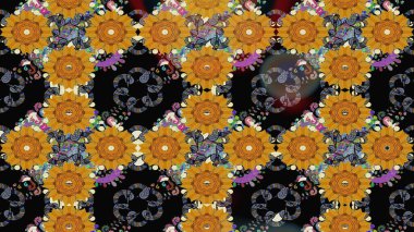 Siyah renkli çiçekler. Tropik çiçekler. Gömlek çizimi Arkaplan Deseni.