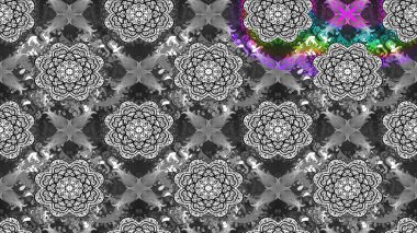 Gri renkli çiçekler. Çizim çiçek deseni duvar kâğıdı olarak kullanılabilir. Raster illüstrasyonu.