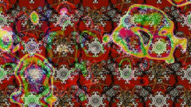 Düz Çiçek Elementleri Tasarımı. Raster güzel kumaş deseni çiziyor. Renkli Bahar Teması eskiz kalıbı. Çiçek deseni.