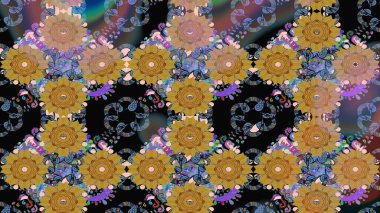 Şirin çiçekler. Raster Moda kumaş deseni. Çizgi çizimi deseni.