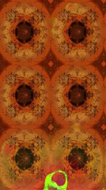 Kahverengi renkli çiçekler. Hediye ambalaj kağıdı, tebrik kartları, posterler ve pankart tasarımı. Raster düz çiçek çizim deseni.