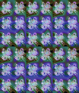 Çiçeksel elementlerle süslenmiş zarif raster dokusu. Küçük çiçekte hoş bir çiçek deseni var. Parlak çiçekli mavi renkler üzerine soyut çizim deseni.