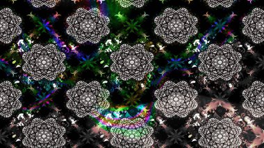 Siyah renklere karalamalar çizilmiş çiçek deseni. Raster illüstrasyonu.