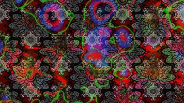 Renkli Bahar Teması eskiz kalıbı. Raster illüstrasyonundaki çiçek desenli çizim. Süslü kumaş deseni. Düz Çiçek Elementleri Tasarımı.