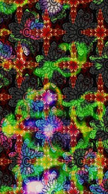 Suluboya çiçekli çiçek deseni. Raster illüstrasyonu. Yeşil renkli Asyalı tekstil.