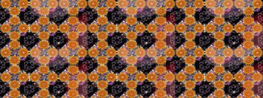 Raster illüstrasyonu. Küçük çiçekteki sevimli çiçek deseni. Raster deseni. Turuncu renkte yaz çiçekleri..