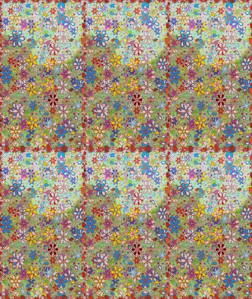 Raster illüstrasyonu. Güzel kumaş deseni. Raster illüstrasyonunda kusursuz çiçek deseni. Tarafsız ve yeşil renklerde.