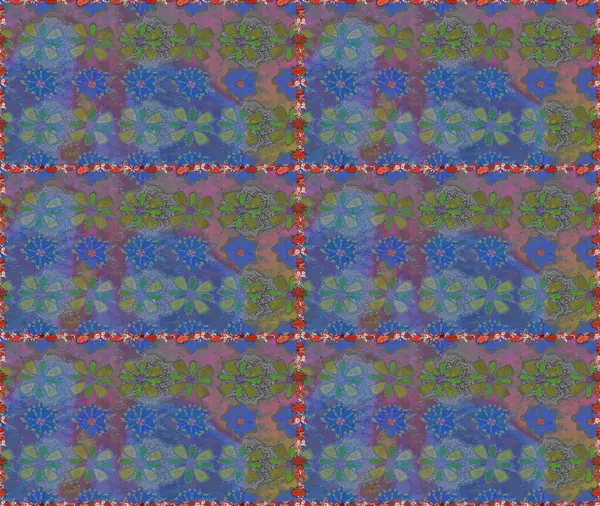 Mavi ve gri renkte çiçekler. Kusursuz Renksiz Bahar Temalı Kusursuz Arkaplan. Sevimli çiçek raster deseni. Düz Çiçek Elementleri Tasarımı.