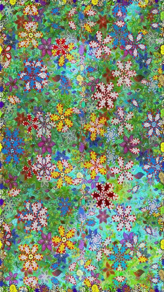 Raster deseni. Küçük çiçekteki sevimli çiçek deseni. Yeşil ve mavi renklerde. Raster illüstrasyonu. Soyut çiçek pürüzsüz desen arkaplanı.