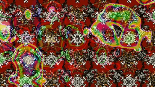 Düz Çiçek Elementleri Tasarımı. Raster güzel kumaş deseni çiziyor. Renkli Bahar Teması eskiz kalıbı. Çiçek deseni.