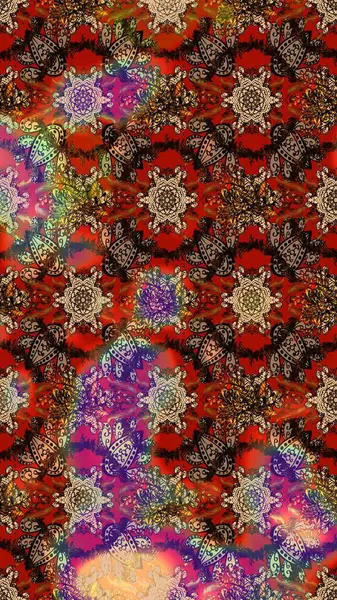 Küçük kahverengi, kırmızı ve bej çiçeklerle oldukça eski bir besin torbası deseni. Tekstil, kumaş, kapaklar, duvar kağıtları, baskı, paket, koleksiyon defteri, örgü, dekupaj için çiçek arkaplanı..