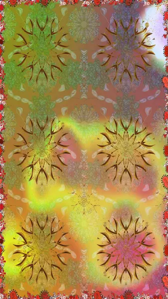 Raster illüstrasyonu. Renkli, pürüzsüz desen. Çiçek arkaplan. Çiçek duvar kâğıdı. Kahverengi ve sarı renkli şirin tekstil.