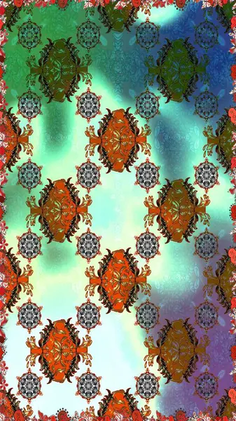 Tekrar eden çiçek arkaplanı, zarif yeşil ve nötr çiçek duvar kağıdı. Çiçek desenleri yeşil ve nötr renklerde, el yapımı papatyalar, papatyalar.