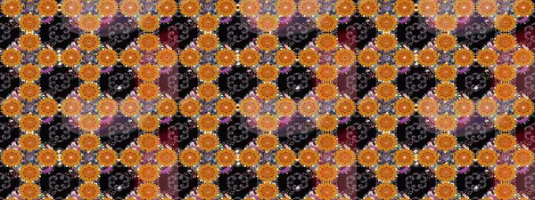 Raster illüstrasyonu. Küçük çiçekteki sevimli çiçek deseni. Raster deseni. Turuncu renkte yaz çiçekleri..