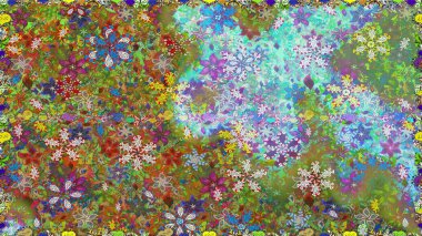 Yeşil ve kahverengi çiçekli kusursuz desen, suluboya çiçek deseni, sevimli çiçek, duvar kağıdı, kart veya kumaş için fayanslı. Raster - stok.