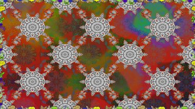 Eski usul. Raster illüstrasyonu. Tomurcukları papatya çiçekleri olan sevimli bir çiçek deseni. Kusursuz bir geçmişi var. Miles Fleur, süslü püslü bir süs. Kumaş, tekstil ve duvar kağıdı baskısı için..