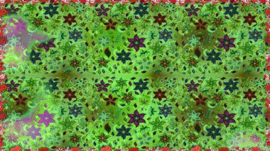 Çiçeksiz desenlerin resmi. Vadinin çiçekleri yeşil ve gri renklerde.