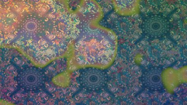 Düz Çiçek Elementleri Tasarım Raster illüstrasyonu. Çiçekli, suluboya desenli kusursuz çiçek deseni. Mavi ve yeşil renkte çiçekler. Renkli Bahar Teması: Kusursuz Arkaplan.