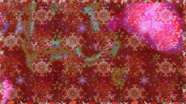 Kırmızı ve kahverengi renklerde. Raster illüstrasyonu. Soyut çiçek desensiz arkaplan. Küçük çiçekteki sevimli çiçek deseni. Raster deseni.