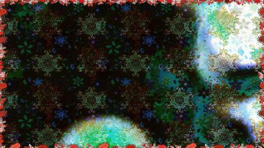 Raster suluboya çiçek deseni, narin çiçekler, siyah ve gri çiçekler, tebrik kartı şablonu. Güzel kumaş deseni.