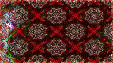 Raster illüstrasyonu. Kahverengi ve kırmızı renklerde. Çiçekli güzel suluboya desen.