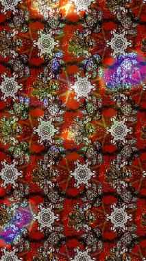 Şirin çiçekli eskiz deseni ve kahverengi, kırmızı ve gri renkli yapraklar, suluboya çiçek deseni, duvar kağıdı, kart veya kumaş için fayanslı. Raster illüstrasyonu.