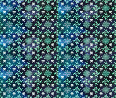 Arkaplan dokusu, duvar kağıdı, mavi ve gri renkli çiçek teması. Kabile sanatı boho baskısı, klasik çiçek arkaplanı. Soyut etnik raster çizim kalıbı.