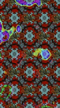 Klasik çiçekler. Yaz çiçekleri teması. El çizimi, soyut ve süslü elementler. Kırmızı, kahverengi ve mavi renkler. Suluboya resim taklit Raster illüstrasyonu.