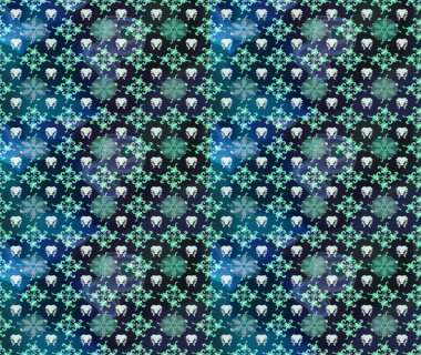 Arkaplan dokusu, duvar kağıdı, mavi ve gri renkli çiçek teması. Kabile sanatı boho baskısı, klasik çiçek arkaplanı. Soyut etnik raster çizim kalıbı.