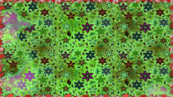 Çiçeksiz desenlerin resmi. Vadinin çiçekleri yeşil ve gri renklerde.