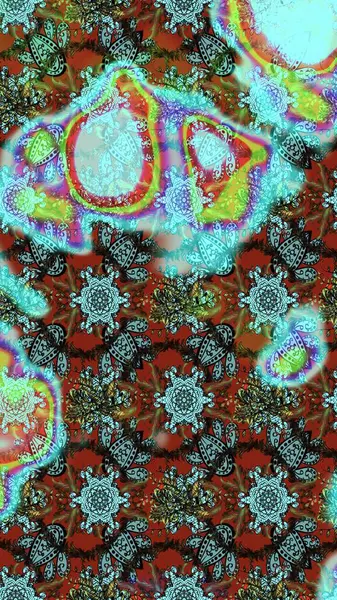 Raster. Mavi, kahverengi ve yeşil renkli güzel çiçekli eskiz deseni, suluboya çiçek deseni, duvar kağıdı, kart veya kumaş için fayanslı.