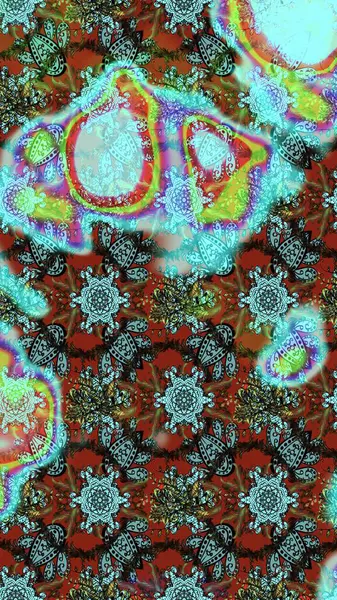 Raster. Mavi, kahverengi ve yeşil renkli güzel çiçekli eskiz deseni, suluboya çiçek deseni, duvar kağıdı, kart veya kumaş için fayanslı.