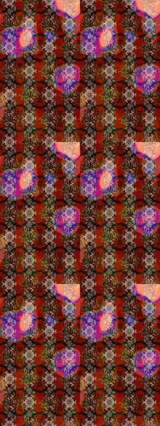 Suluboya elle çizilmiş çiçek desenli eskiz deseni. Parlak renkli fantezi çiçekleri, yapraklar, kahverengi, kırmızı ve siyah renkli tomurcuklar, kahverengi, kırmızı ve siyah.