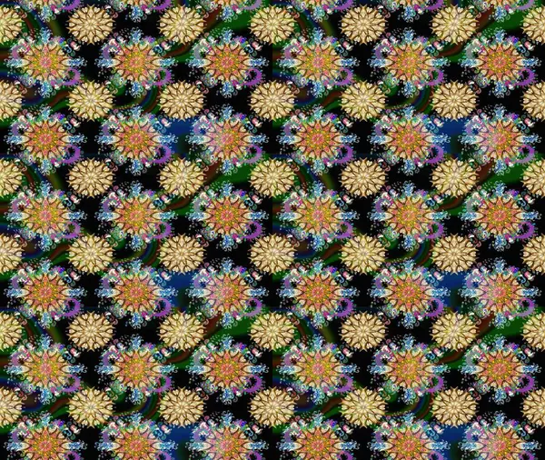 Raster illüstrasyonu. Küçük çiçekteki sevimli çiçek deseni. Tony 'nin kumaş kalıbını çiz. Modaya uygun kumaş deseni.