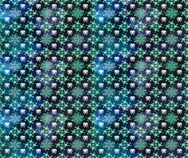 Arkaplan dokusu, duvar kağıdı, mavi ve gri renkli çiçek teması. Kabile sanatı boho baskısı, klasik çiçek arkaplanı. Soyut etnik raster çizim kalıbı.