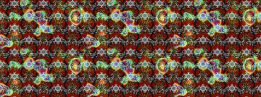 Süslü kumaş deseni. Renkli Bahar Teması eskiz kalıbı. Raster illüstrasyonundaki çiçek desenli çizim. Düz Çiçek Elementleri Tasarımı.