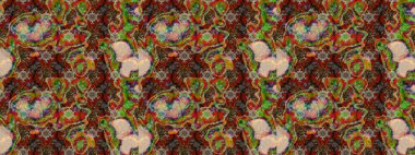 Renkli Yaz Temalı eskiz kalıbı. Düz Çiçek Elementleri Tasarımı. Kahverengi, kırmızı ve bej renkli çiçekler. Raster illüstrasyonunda çiçek deseni çizimi.