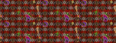 Düz Çiçek Elementleri Tasarımı. Kahverengi, kırmızı ve gri renkli şirin çiçek desenleri. Renkli Bahar Teması eskiz kalıbı. Raster Modaya uygun kumaş deseni.