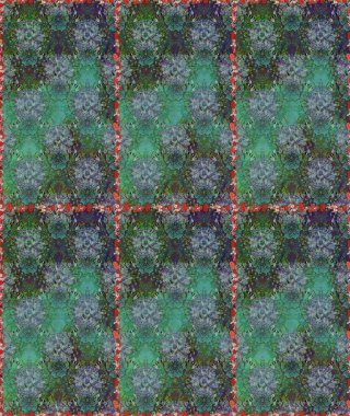 Küçük çiçekteki sevimli çiçek deseni. Bir sürü yeşil ve mavi soyut çiçekli tropik, pürüzsüz bir desen. Varyete yeşili ve mavi raster pürüzsüz çizim.