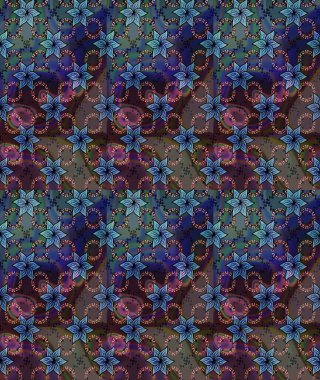 Raster illüstrasyonu. Taslak dekoratif arka plan, çiçek mandala. Çiçek. Mavi renklerde.