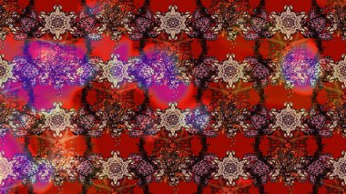 Raster illüstrasyonu. Kırmızı, kahverengi ve pembe renklerde. Çiçekli güzel suluboya desen.