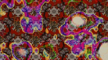 Kahverengi, kırmızı ve gri çiçekli eskiz deseni, suluboya çiçek deseni, sevimli çiçek, duvar kağıdı, kart veya kumaş için fayanslı. Raster - stok.