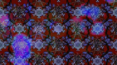 Raster Çiçek İllüstrasyonu güzel tekstil. Eflatun, kırmızı ve kahverengi renkli etnik çiçeklerle zarif bir eskiz deseni..