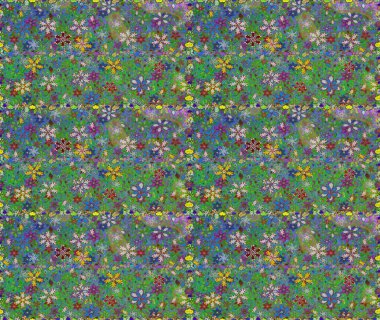 Yumuşak, yeşil renkli bahar çiçekleri. Patlayan çiçekler soyut olarak yerleştirilmiş. Raster illüstrasyonu. Raster deseni.