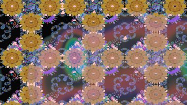 Raster çiçek desenli çiçek deseni, yapraklar, dekoratif elementler, sıçrama, lekeler, el çizimi kontur çizgileri ve Doodle çizim stili, grafik raster çizim çizimi.