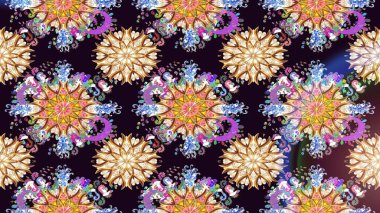 Suluboya çiçekli çiçek deseni. Siyah renkte güzel bir tekstil. Raster illüstrasyonu.